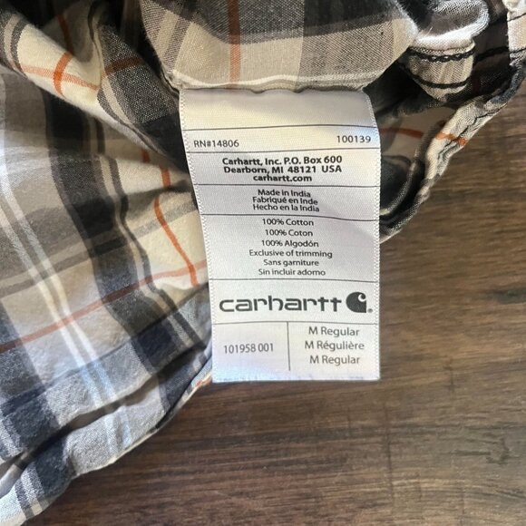 CARHARTT Mens Relaxed Fit Lightweight Gray Plaid Short Sleeve Size Medium - Picture 4 of 7